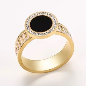 Gold Color Stainless Steel Fashion Ring Roman Numbers Gift For Her Size 8